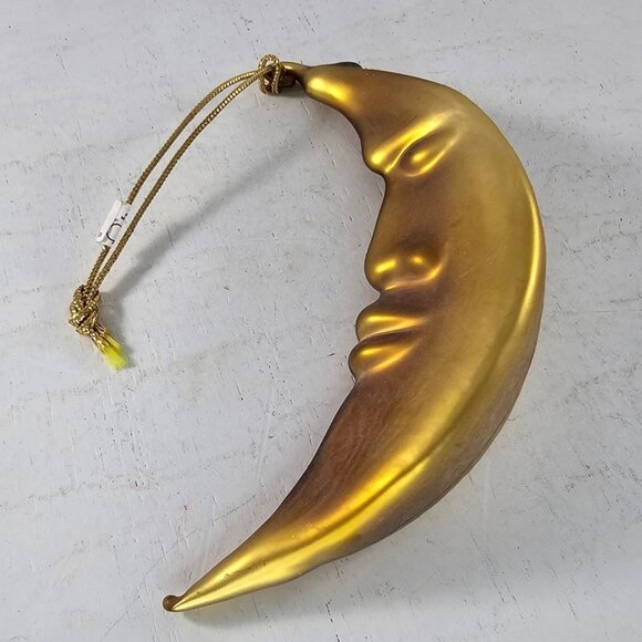 Vintage Department 56 Frosted Gold Mercury Glass Moon Ornament 5 1/2 inch - Picture 5 of 8